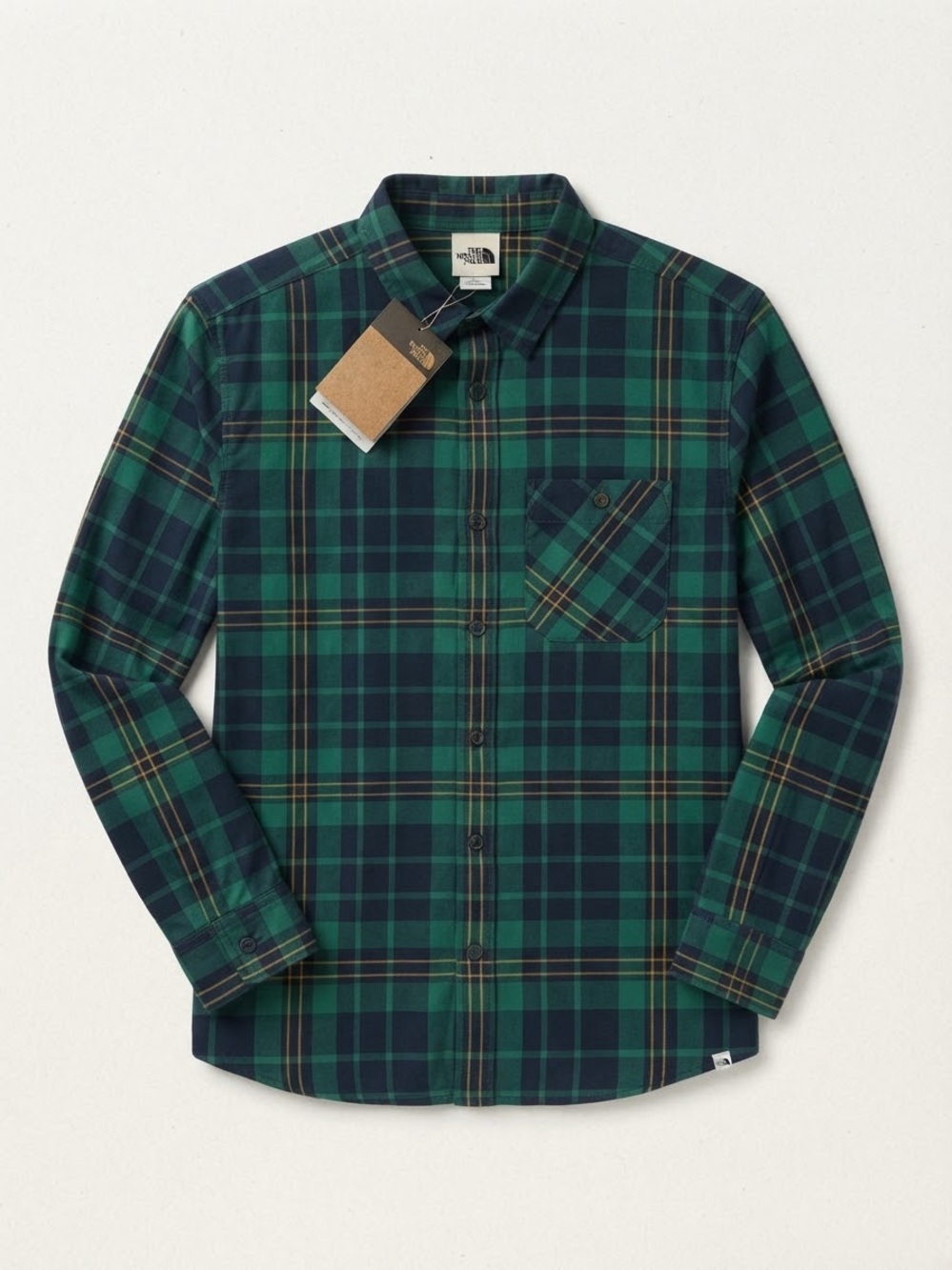 NWT The North Face Green Plaid Button Down